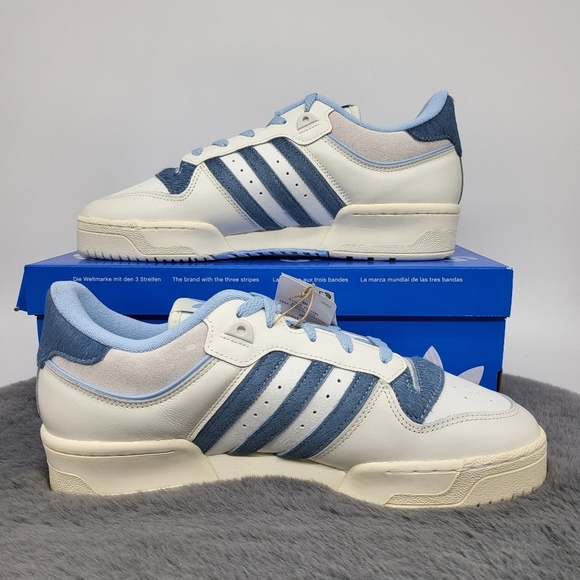 New Adidas Rivalry Low 86 \'Off White Clear Sky Pony-Hair\' Men\'s Shoes Size 11